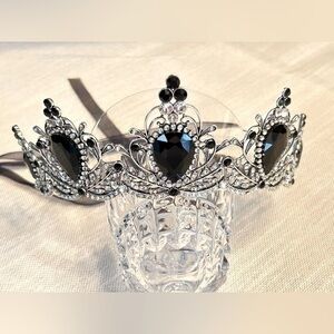 Stunning Silver & Black Baroque Vintage Style Rhinestone Bridal Tiara Crown